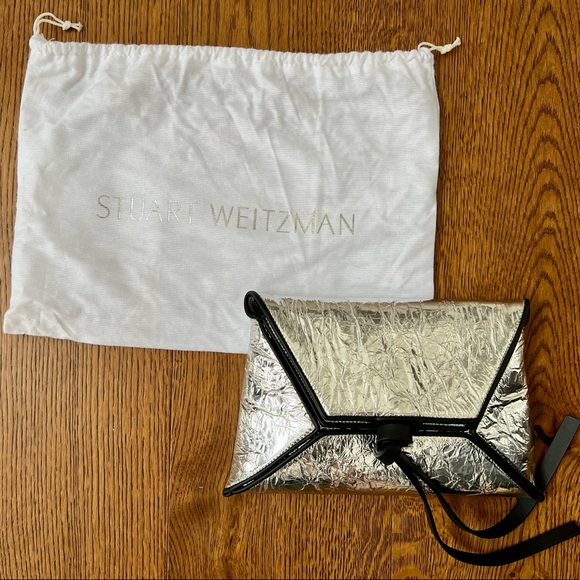 Stuart Weitzman Handbags - Silver patent Leather clutch hand bag